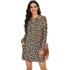 image:imagePrinStory Womens Casual Sweater Dresses Fall Winter Crewneck Loose Fit Pullover Tunic Dress with Side Pockets for Work S4XLA42leopard Khaki