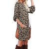 image:imagePrinStory Womens Casual Sweater Dresses Fall Winter Crewneck Loose Fit Pullover Tunic Dress with Side Pockets for Work S4XLA42leopard Khaki