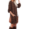 image:imagePrinStory Womens Casual Sweater Dresses Fall Winter Crewneck Loose Fit Pullover Tunic Dress with Side Pockets for Work S4XLA43brown Black Plaid
