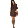 image:imagePrinStory Womens Casual Sweater Dresses Fall Winter Crewneck Loose Fit Pullover Tunic Dress with Side Pockets for Work S4XLA43brown Black Plaid