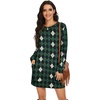 image:imagePrinStory Womens Casual Sweater Dresses Fall Winter Crewneck Loose Fit Pullover Tunic Dress with Side Pockets for Work S4XLA45blue Green Diamond