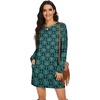 image:imagePrinStory Womens Casual Sweater Dresses Fall Winter Crewneck Loose Fit Pullover Tunic Dress with Side Pockets for Work S4XLA46blue Green Flower