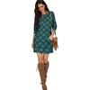 image:imagePrinStory Womens Casual Sweater Dresses Fall Winter Crewneck Loose Fit Pullover Tunic Dress with Side Pockets for Work S4XLA46blue Green Flower