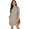 image:imagePrinStory Womens Casual Sweater Dresses Fall Winter Crewneck Loose Fit Pullover Tunic Dress with Side Pockets for Work S4XLA47khaki Diamond