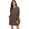 image:imagePrinStory Womens Casual Sweater Dresses Fall Winter Crewneck Loose Fit Pullover Tunic Dress with Side Pockets for Work S4XLA48dark Brown Diamond