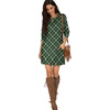 image:imagePrinStory Womens Casual Sweater Dresses Fall Winter Crewneck Loose Fit Pullover Tunic Dress with Side Pockets for Work S4XLA50black Green Diamond