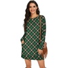 image:imagePrinStory Womens Casual Sweater Dresses Fall Winter Crewneck Loose Fit Pullover Tunic Dress with Side Pockets for Work S4XLA50black Green Diamond
