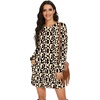 image:imagePrinStory Womens Casual Sweater Dresses Fall Winter Crewneck Loose Fit Pullover Tunic Dress with Side Pockets for Work S4XLA54apricot Geometry