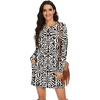 image:imagePrinStory Womens Casual Sweater Dresses Fall Winter Crewneck Loose Fit Pullover Tunic Dress with Side Pockets for Work S4XLA56black Wh Paper Cut