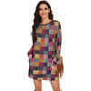 image:imagePrinStory Womens Casual Sweater Dresses Fall Winter Crewneck Loose Fit Pullover Tunic Dress with Side Pockets for Work S4XLA57color Plaid