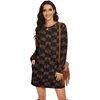 image:imagePrinStory Womens Casual Sweater Dresses Fall Winter Crewneck Loose Fit Pullover Tunic Dress with Side Pockets for Work S4XLA58bk Orange Ld Plaid