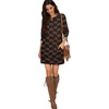 image:imagePrinStory Womens Casual Sweater Dresses Fall Winter Crewneck Loose Fit Pullover Tunic Dress with Side Pockets for Work S4XLA58bk Orange Ld Plaid