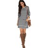 image:imagePrinStory Womens Casual Sweater Dresses Fall Winter Crewneck Loose Fit Pullover Tunic Dress with Side Pockets for Work S4XLA65black White Rhomboid