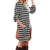 image:imagePrinStory Womens Casual Sweater Dresses Fall Winter Crewneck Loose Fit Pullover Tunic Dress with Side Pockets for Work S4XLA65black White Rhomboid