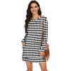 image:imagePrinStory Womens Casual Sweater Dresses Fall Winter Crewneck Loose Fit Pullover Tunic Dress with Side Pockets for Work S4XLA65black White Rhomboid
