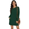 image:imagePrinStory Womens Casual Sweater Dresses Fall Winter Crewneck Loose Fit Pullover Tunic Dress with Side Pockets for Work S4XLDark Green