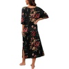 image:imagePrinStory Womens Long Nightgown Round Neck Nightshirts Short Sleeve Loose Loungewear Casual Sleep Dress With PocketsA02 Fpbrown Black