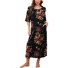 image:imagePrinStory Womens Long Nightgown Round Neck Nightshirts Short Sleeve Loose Loungewear Casual Sleep Dress With PocketsA02 Fpbrown Black