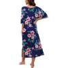 image:imagePrinStory Womens Long Nightgown Round Neck Nightshirts Short Sleeve Loose Loungewear Casual Sleep Dress With PocketsFpnavy Blue