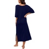 image:imagePrinStory Womens Long Nightgown Round Neck Nightshirts Short Sleeve Loose Loungewear Casual Sleep Dress With PocketsNavy Blue
