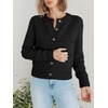 image:imagePrinStory Womens Long Sleeve Crew Neck Cardigan Classic Retro Button Open Front Casual Knit Shrugs Sweaters S2XL01black