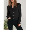 image:imagePrinStory Womens Long Sleeve Crew Neck Cardigan Classic Retro Button Open Front Casual Knit Shrugs Sweaters S2XL01black