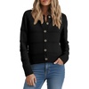 image:imagePrinStory Womens Long Sleeve Crew Neck Cardigan Classic Retro Button Open Front Casual Knit Shrugs Sweaters S2XL01black
