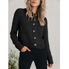 image:imagePrinStory Womens Long Sleeve Crew Neck Cardigan Classic Retro Button Open Front Casual Knit Shrugs Sweaters S2XL01black