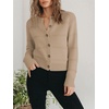 image:imagePrinStory Womens Long Sleeve Crew Neck Cardigan Classic Retro Button Open Front Casual Knit Shrugs Sweaters S2XL02khaki