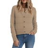 image:imagePrinStory Womens Long Sleeve Crew Neck Cardigan Classic Retro Button Open Front Casual Knit Shrugs Sweaters S2XL02khaki