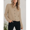 image:imagePrinStory Womens Long Sleeve Crew Neck Cardigan Classic Retro Button Open Front Casual Knit Shrugs Sweaters S2XL02khaki