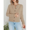 image:imagePrinStory Womens Long Sleeve Crew Neck Cardigan Classic Retro Button Open Front Casual Knit Shrugs Sweaters S2XL02khaki