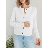 image:imagePrinStory Womens Long Sleeve Crew Neck Cardigan Classic Retro Button Open Front Casual Knit Shrugs Sweaters S2XL03white