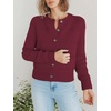 image:imagePrinStory Womens Long Sleeve Crew Neck Cardigan Classic Retro Button Open Front Casual Knit Shrugs Sweaters S2XL04wine Red