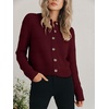image:imagePrinStory Womens Long Sleeve Crew Neck Cardigan Classic Retro Button Open Front Casual Knit Shrugs Sweaters S2XL04wine Red