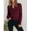 image:imagePrinStory Womens Long Sleeve Crew Neck Cardigan Classic Retro Button Open Front Casual Knit Shrugs Sweaters S2XL04wine Red