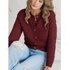 image:imagePrinStory Womens Long Sleeve Crew Neck Cardigan Classic Retro Button Open Front Casual Knit Shrugs Sweaters S2XL04wine Red