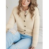 image:imagePrinStory Womens Long Sleeve Crew Neck Cardigan Classic Retro Button Open Front Casual Knit Shrugs Sweaters S2XL05beige