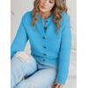 image:imagePrinStory Womens Long Sleeve Crew Neck Cardigan Classic Retro Button Open Front Casual Knit Shrugs Sweaters S2XL06light Blue