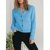image:imagePrinStory Womens Long Sleeve Crew Neck Cardigan Classic Retro Button Open Front Casual Knit Shrugs Sweaters S2XL06light Blue