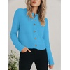 image:imagePrinStory Womens Long Sleeve Crew Neck Cardigan Classic Retro Button Open Front Casual Knit Shrugs Sweaters S2XL06light Blue