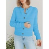 image:imagePrinStory Womens Long Sleeve Crew Neck Cardigan Classic Retro Button Open Front Casual Knit Shrugs Sweaters S2XL06light Blue