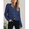 image:imagePrinStory Womens Long Sleeve Crew Neck Cardigan Classic Retro Button Open Front Casual Knit Shrugs Sweaters S2XL07navy Blue