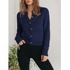 image:imagePrinStory Womens Long Sleeve Crew Neck Cardigan Classic Retro Button Open Front Casual Knit Shrugs Sweaters S2XL07navy Blue