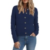image:imagePrinStory Womens Long Sleeve Crew Neck Cardigan Classic Retro Button Open Front Casual Knit Shrugs Sweaters S2XL07navy Blue