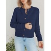 image:imagePrinStory Womens Long Sleeve Crew Neck Cardigan Classic Retro Button Open Front Casual Knit Shrugs Sweaters S2XL07navy Blue