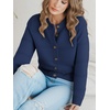 image:imagePrinStory Womens Long Sleeve Crew Neck Cardigan Classic Retro Button Open Front Casual Knit Shrugs Sweaters S2XL07navy Blue