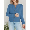 image:imagePrinStory Womens Long Sleeve Crew Neck Cardigan Classic Retro Button Open Front Casual Knit Shrugs Sweaters S2XL08blue
