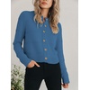 image:imagePrinStory Womens Long Sleeve Crew Neck Cardigan Classic Retro Button Open Front Casual Knit Shrugs Sweaters S2XL08blue