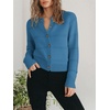 image:imagePrinStory Womens Long Sleeve Crew Neck Cardigan Classic Retro Button Open Front Casual Knit Shrugs Sweaters S2XL08blue